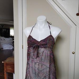 French Connection sequined silk halter top 10 M